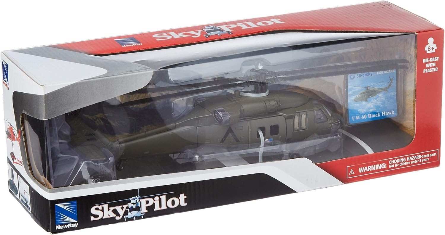 Stunning 1:60 Diecast Black Hawk Helicopter with Openable Doors – Collectible