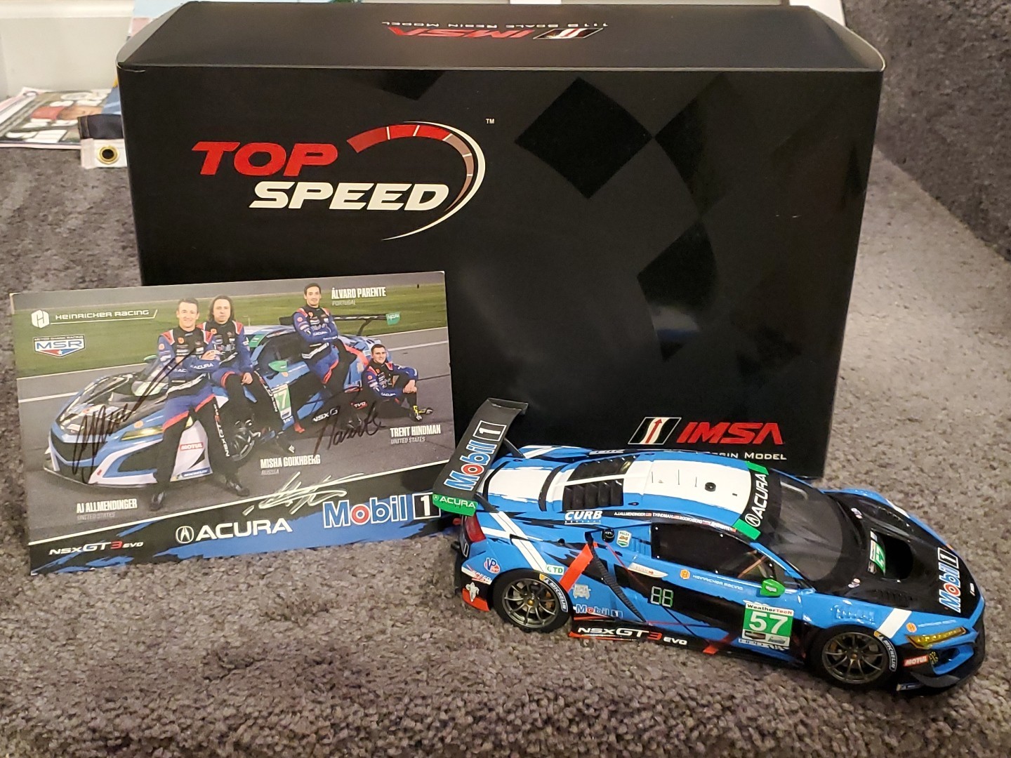 2020 TOPSPEED ACURA NSX GT3 1/18 AJ ALLMENDINGER 24 ROLEX DAYTONA & signed Photo