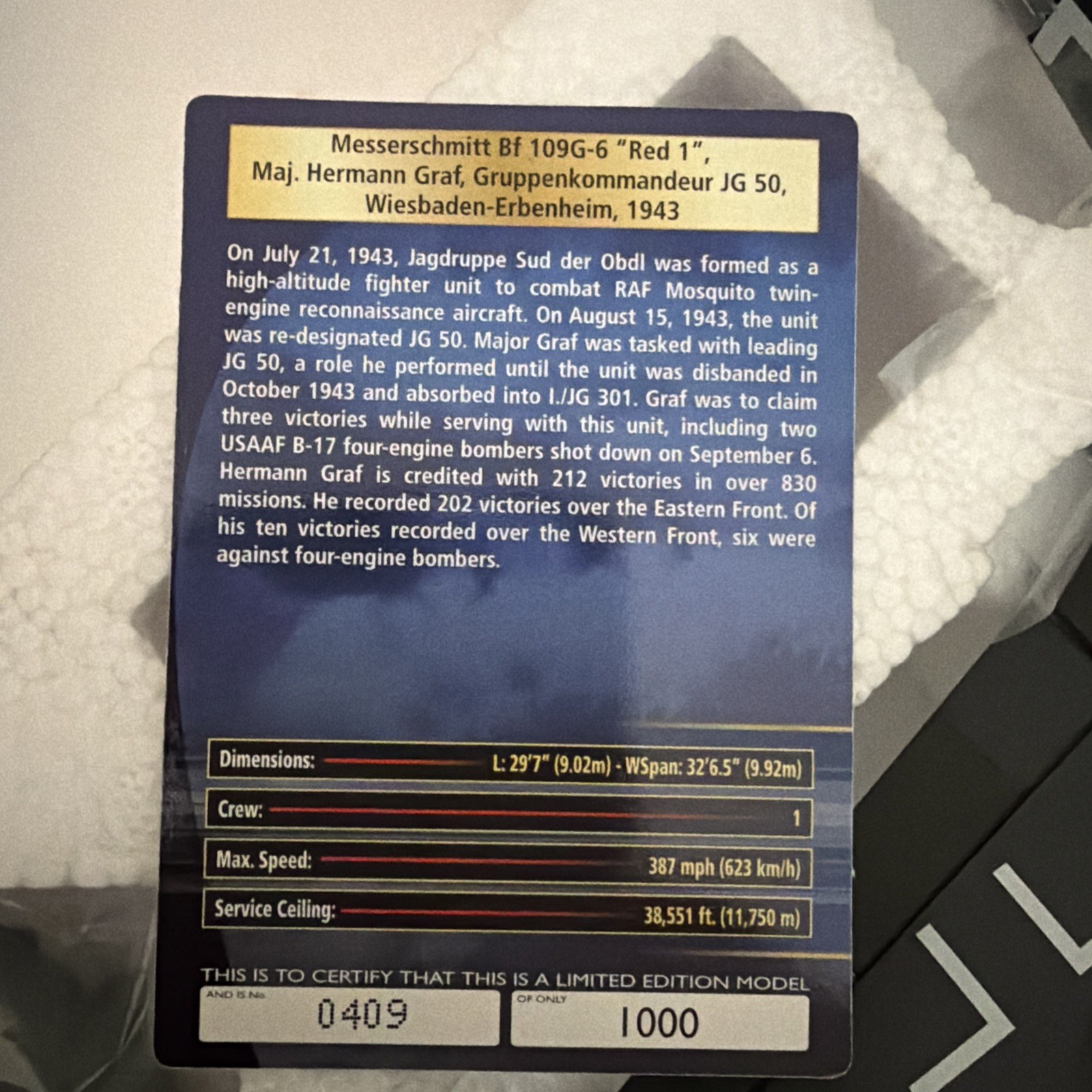 Corgi Aviation Archive 1/32 AA34908 Messerschmitt Bf109G-6 “Red 1”