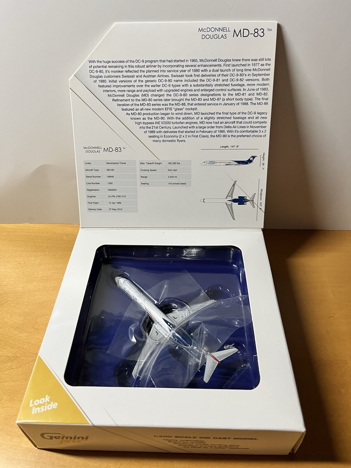 Gemini Jets 1:400 MD-83 Aeromexico Travel