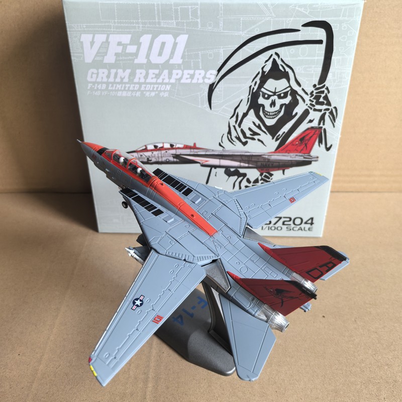 1:100 Diecast Military Model US Navy F-14B Tomcat VF-101 “Grim Reapers” Fighter