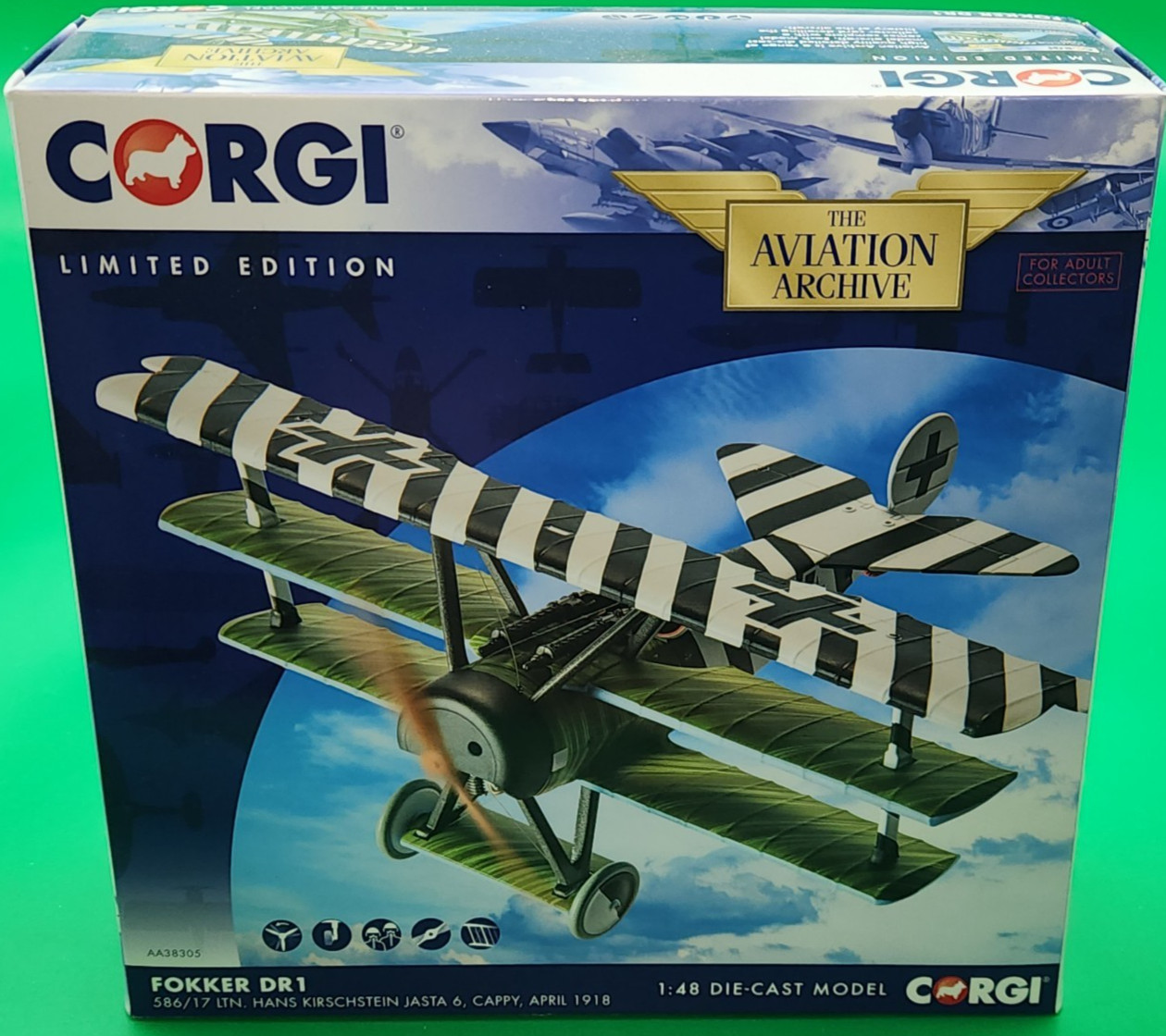 Corgi The Aviation Archive 1:48 AA38305 Fokker Dr1 Lnt Kirschtein 1918 LTD. Ed.