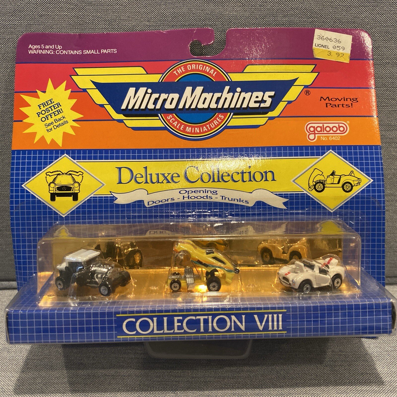Micro Machines 1988 Deluxe Collection VIII T-Pickup, Funny Car, & Cobra