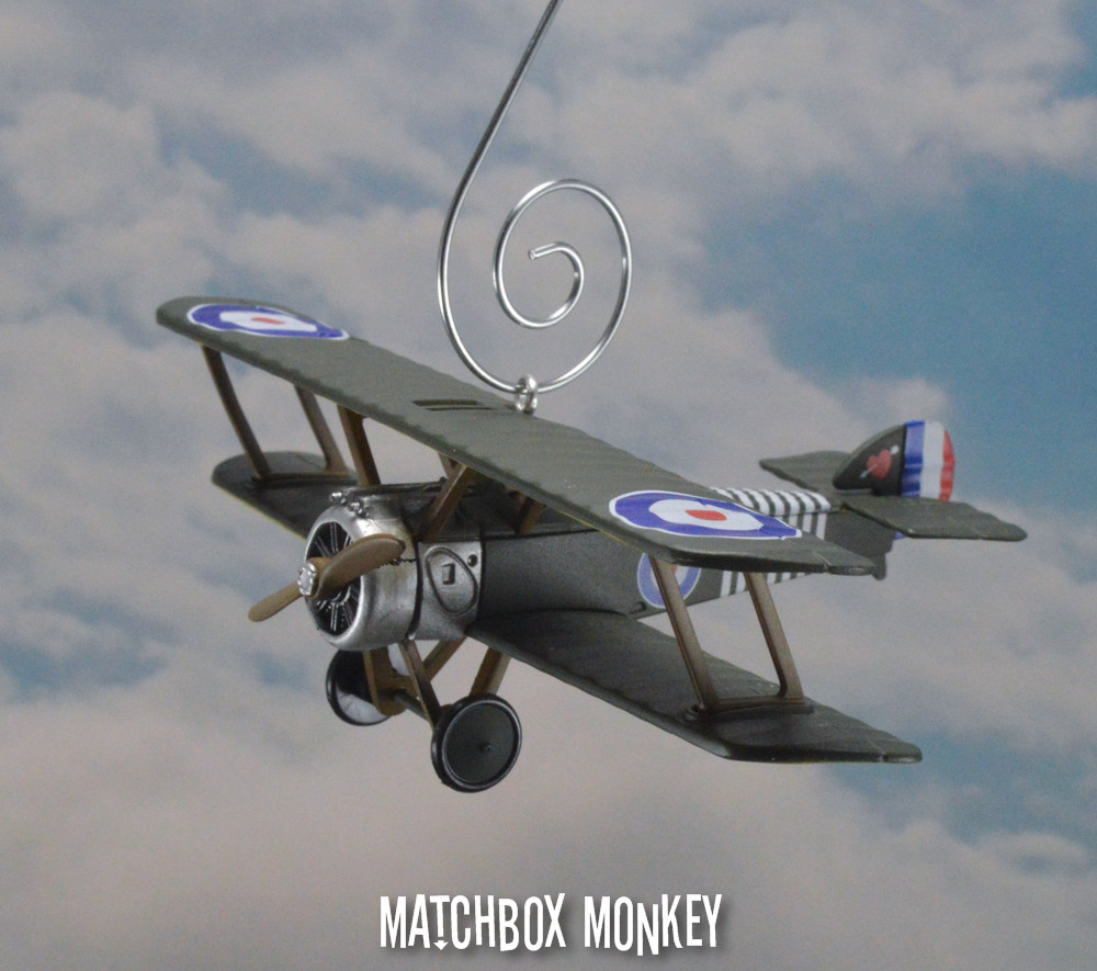 WWI Sopwith Camel Biplane RAF Royal Air Force Aircraft Christmas Ornament plane
