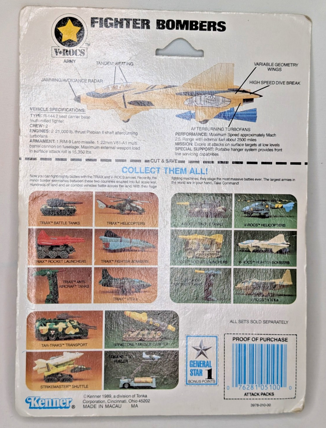 MEGA FORCE Fighter Bombers MOC 1989 Kenner Diecast Military Micro Machines-type