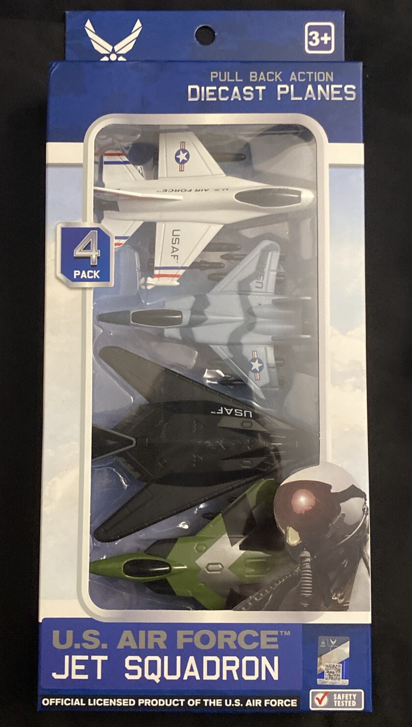 Air Force Diecast Planes 4-Pack Jet Squadron Pull Back Action Toy Brand New