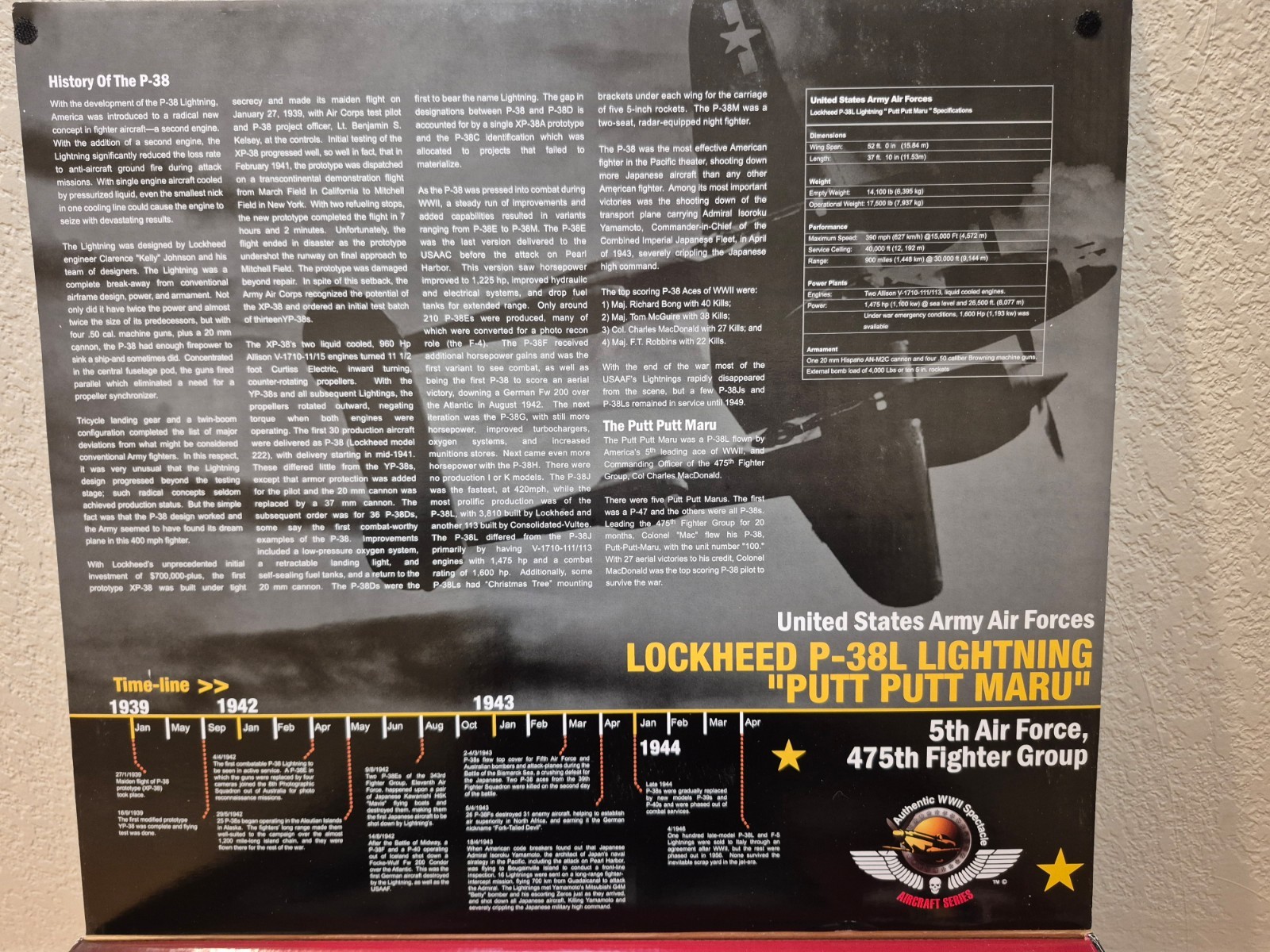 1:18 JSI WWII LOCKHEED P-38L LIGHTNING “PUTT PUTT MARU” CAPTAIN C. H. MACDONALD