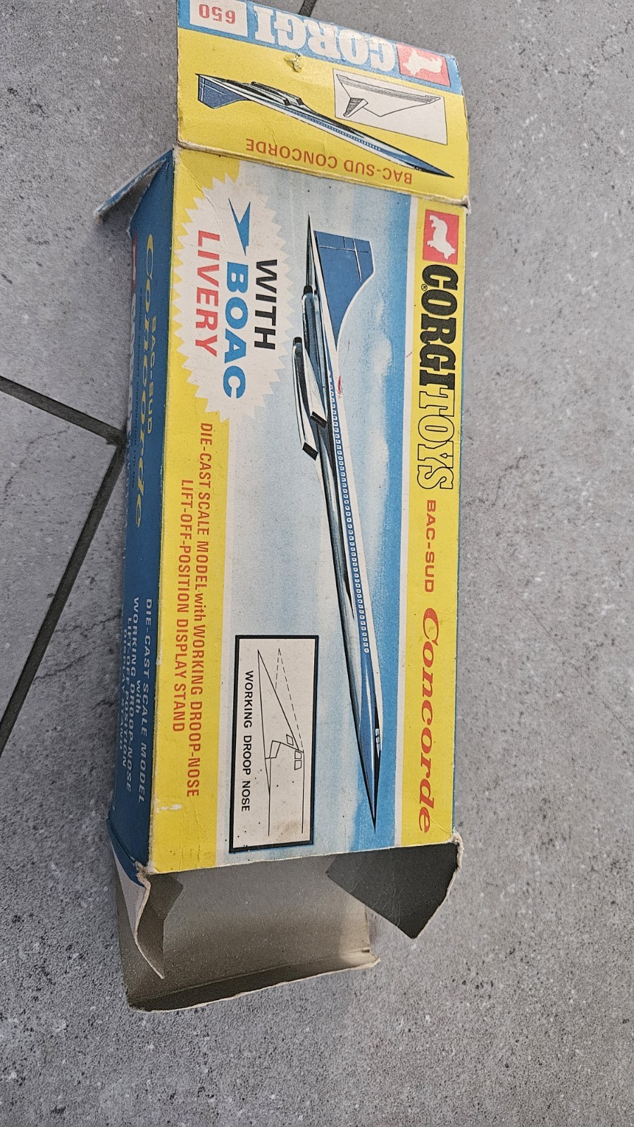 VINTAGE CORGI TOYS. BAC Sud Concorde Diecast Model with BOAC Livery. BOXED.
