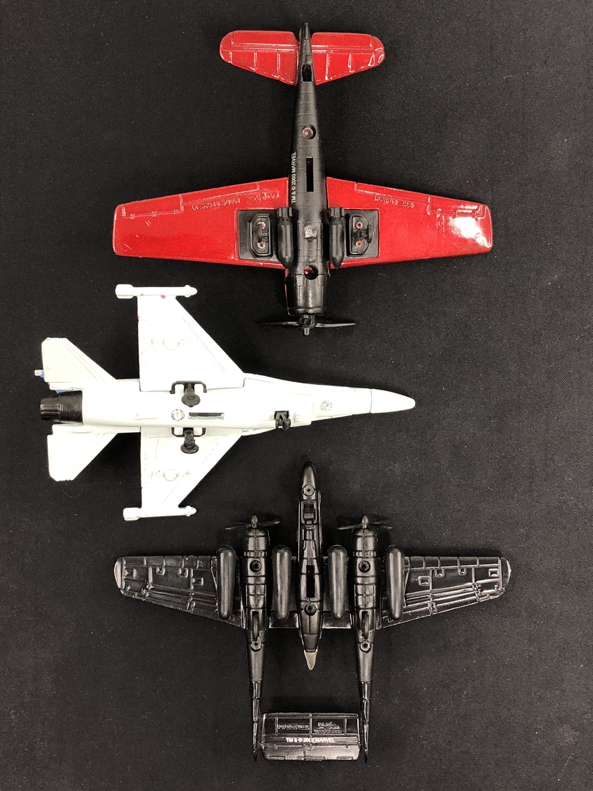 Marvel Maisto Die-Cast P-61 Daredevil F6F Hellcat Wolverine F-16 Spider-Man Jets
