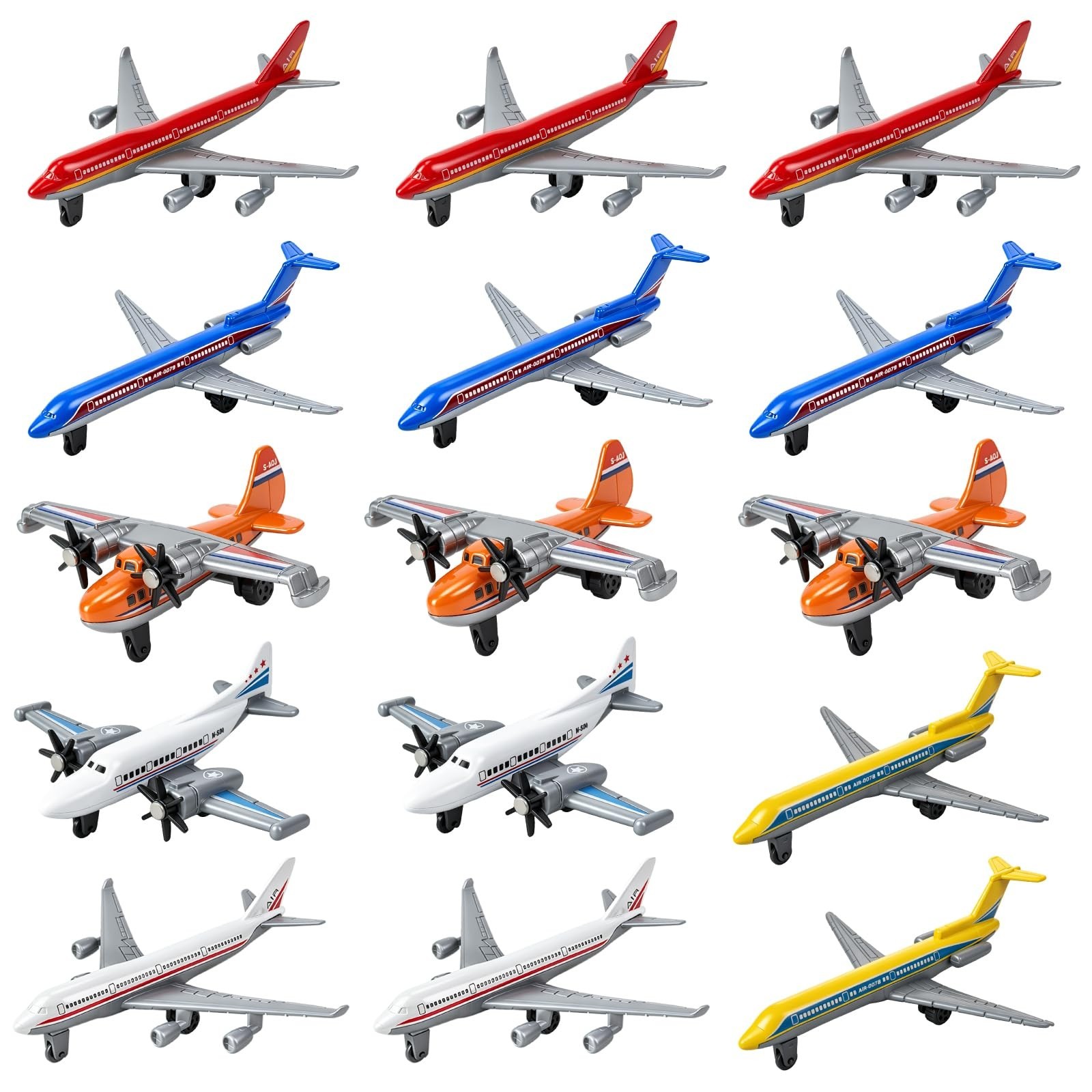 15PCS Diecast Airplane Toys for Kids, Alloy Model Planes, Party Favors & Gifts