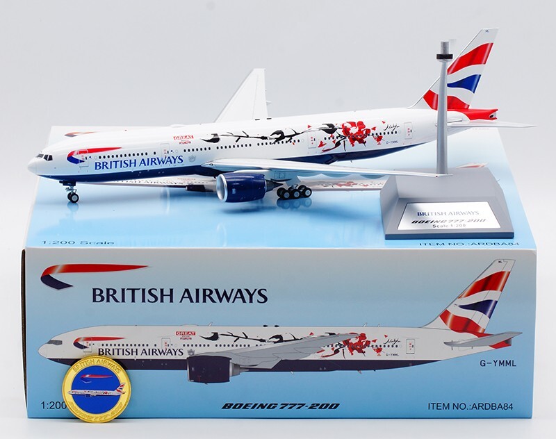 1:200 32CM ARD BRITISH AIRWAYS BOEING 777-200 Passenger Plane Diecast Model