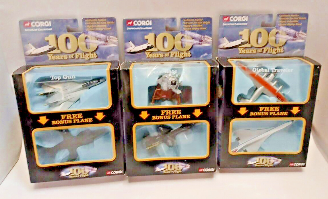 Corgi 100 Years Of Flight Bundle Global Traveler, Top Gun, & Space Race 3 PACK