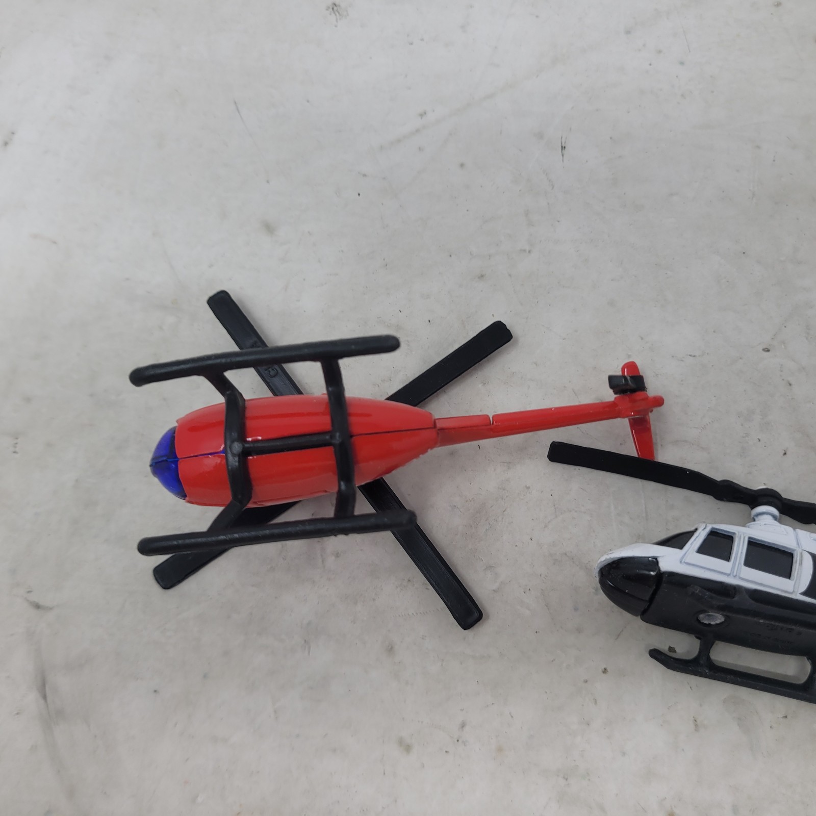 2 Diecast Toy Helicopters Set Rescue & Police (Maisto) Red White Black 1:64
