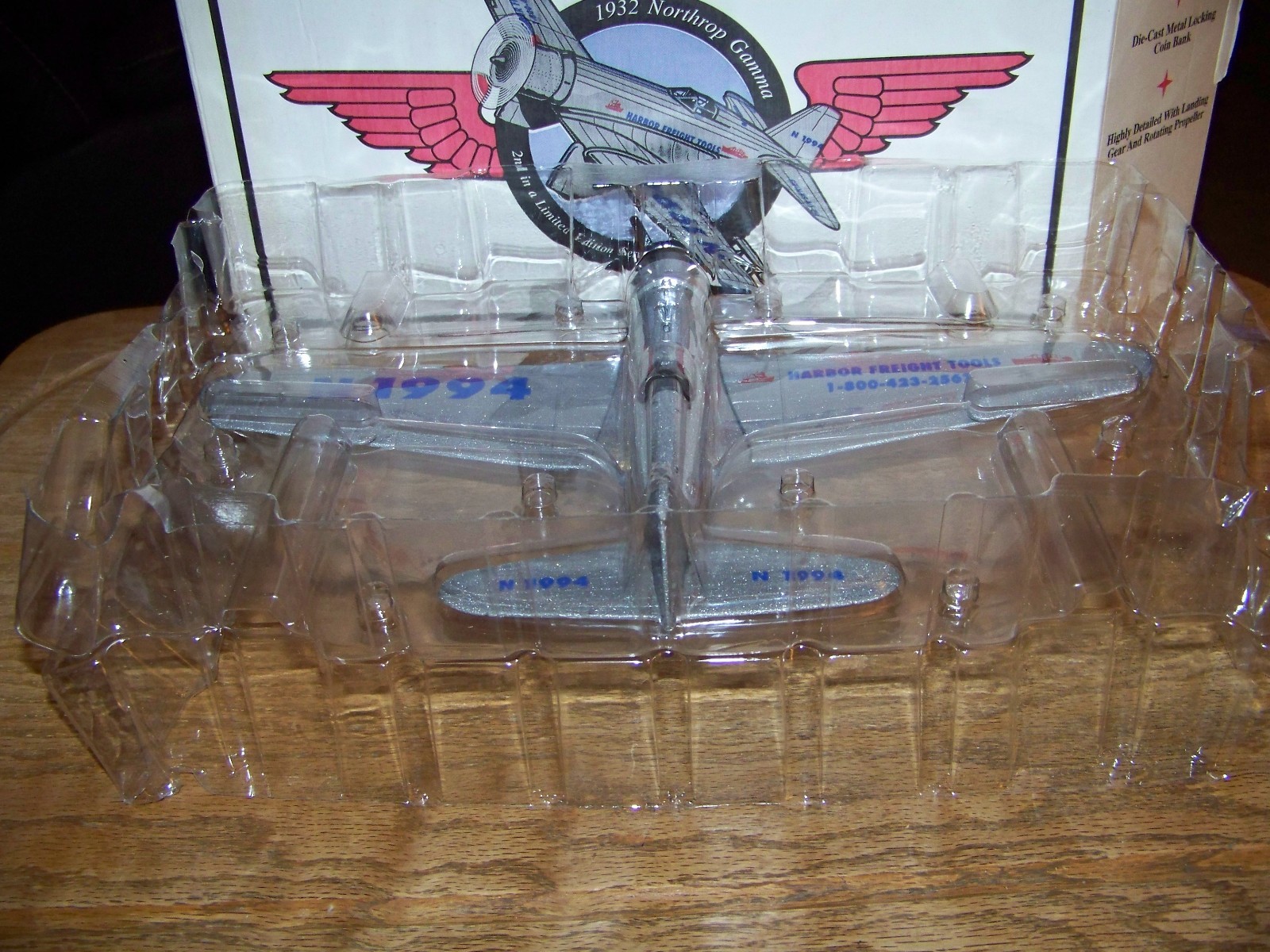 NEW ERTL Harbor Freight Tools 1936 Northrop Gamma Die Cast Metal Coin Bank 1994
