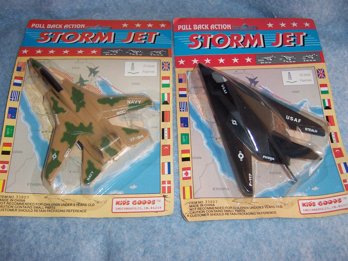 Vintage Toy Pull back Action Storm Jet Plane Fighter, Set of 2