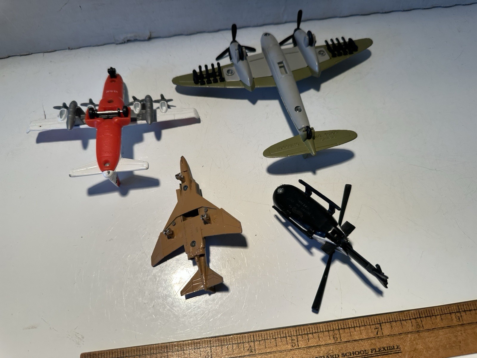 4 Diecast Airplanes Helicopter Matchbox Forest Service Mosquito Phantom F-4C