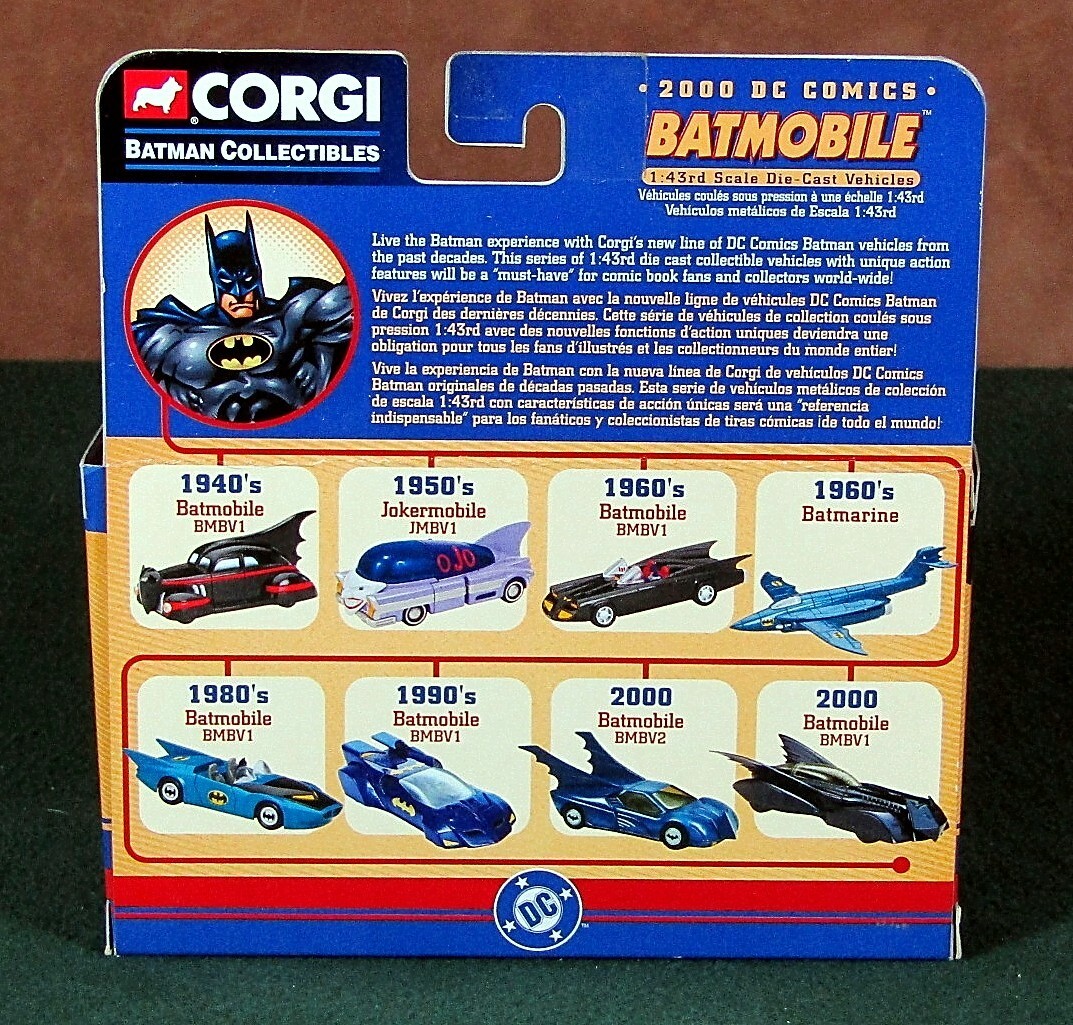 77302 CORGI 2000 DC COMICS BATMAN BATMOBILE V1 1:43 SCALE DIE-CAST VEHICLE EXMT