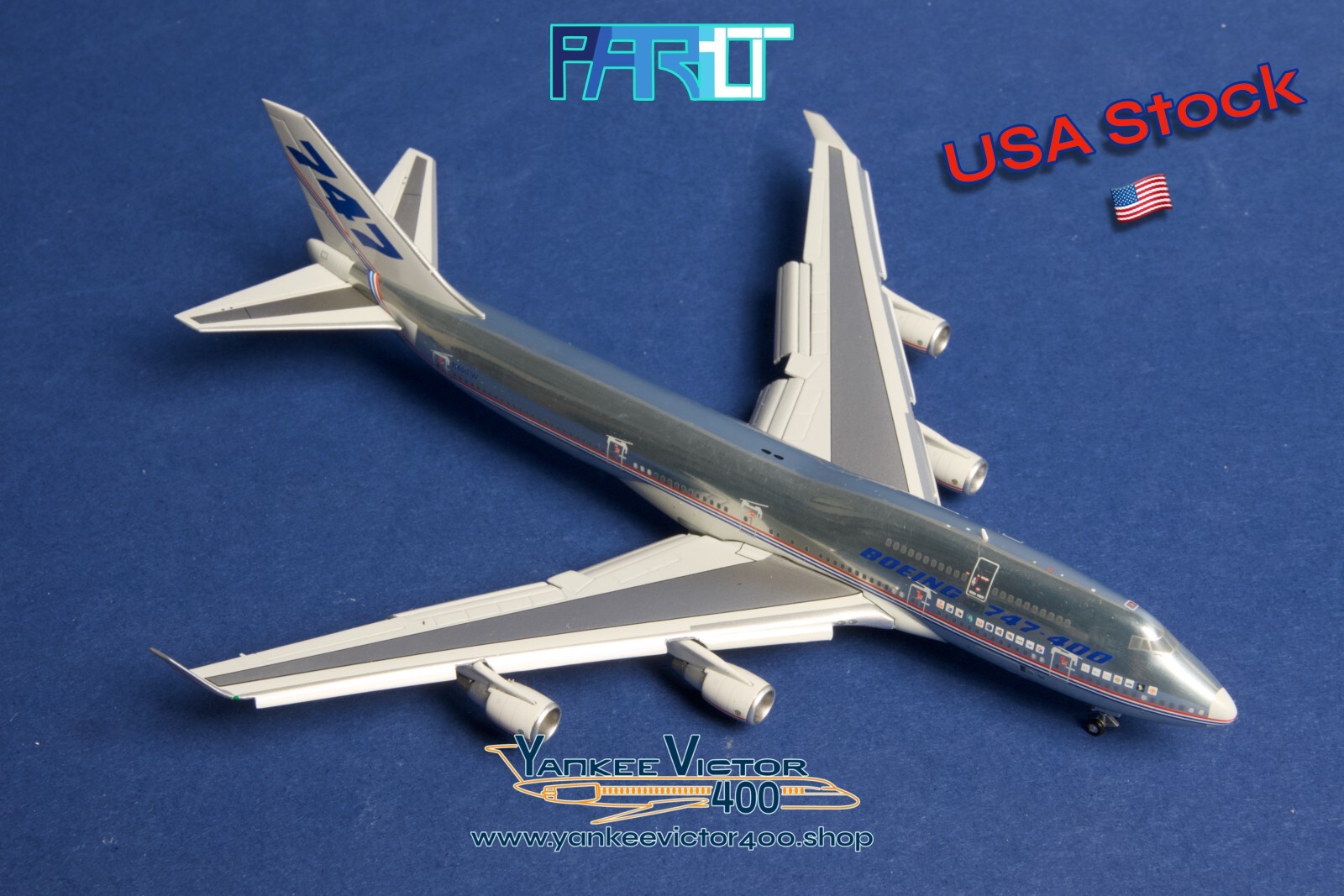 Boeing House Colors 747-400 N401PW Patriot Model 1:400 (Flaps Down)
