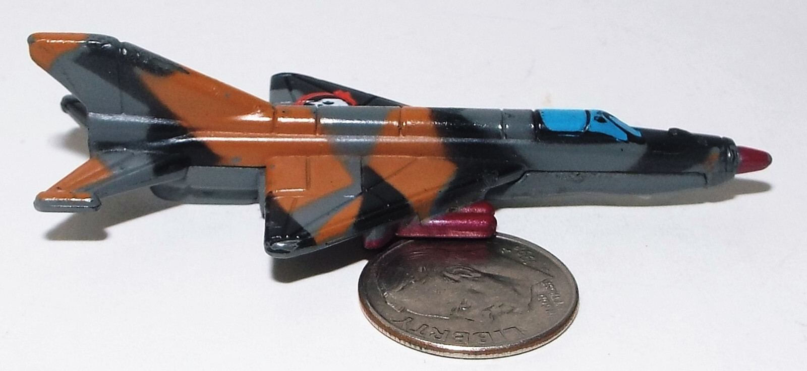 Small Micro Machine Russian Mig-21 Fishbed Jet Fighter in Dark Camouflage # 3