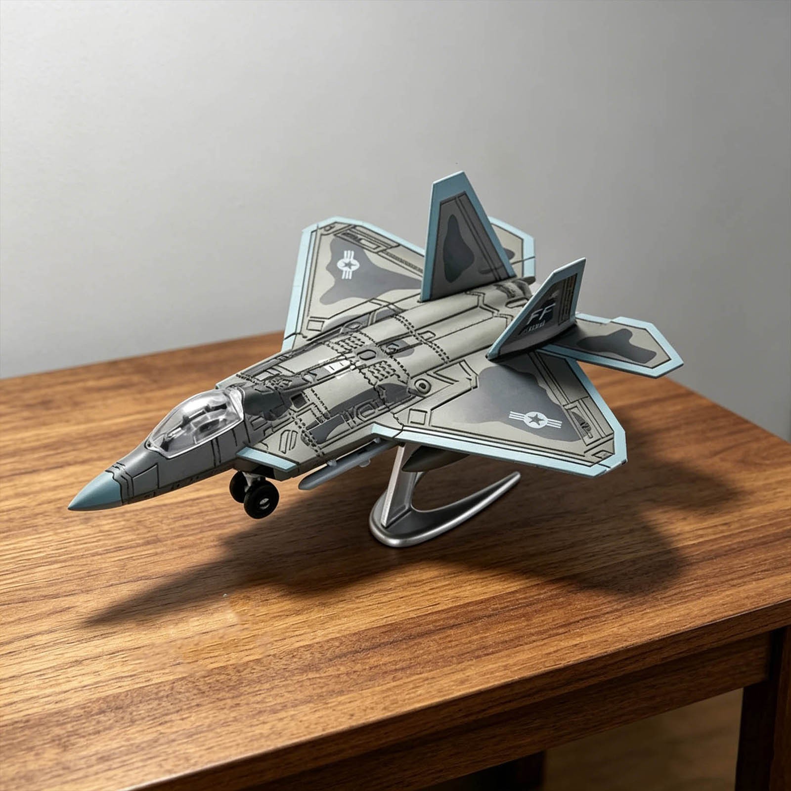 1/100 Scale F-22 Raptor Stealth Fighter Building Blocks Kit with Display Stand