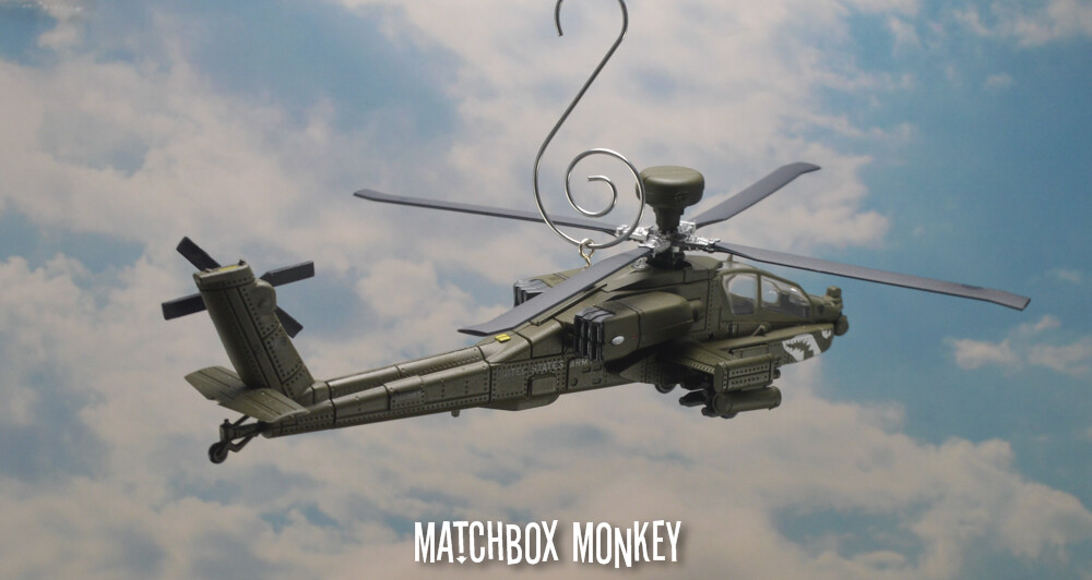 US Army Modern Boeing AH-64D Longbow Apache Helicopter Christmas Ornament USA