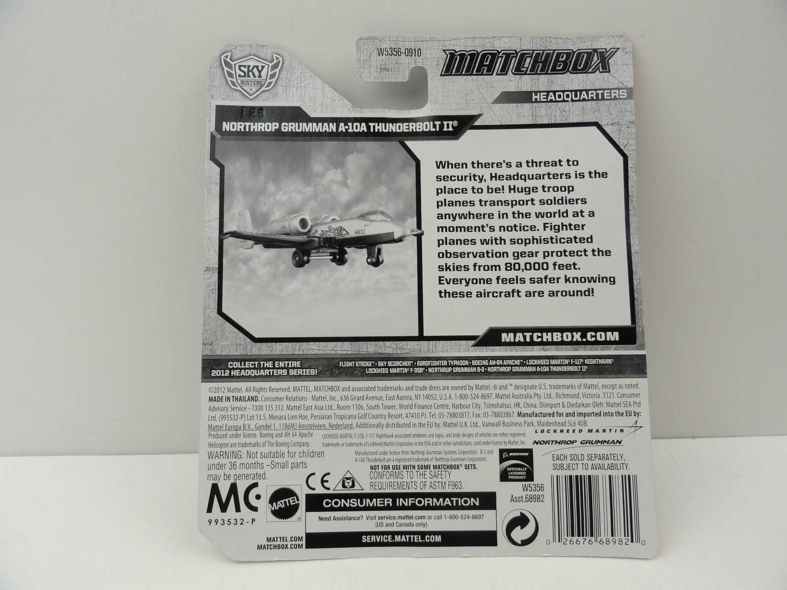 2012 Matchbox Sky Busters Headquarters Northrop Grumman A-10A Thunderbolt II