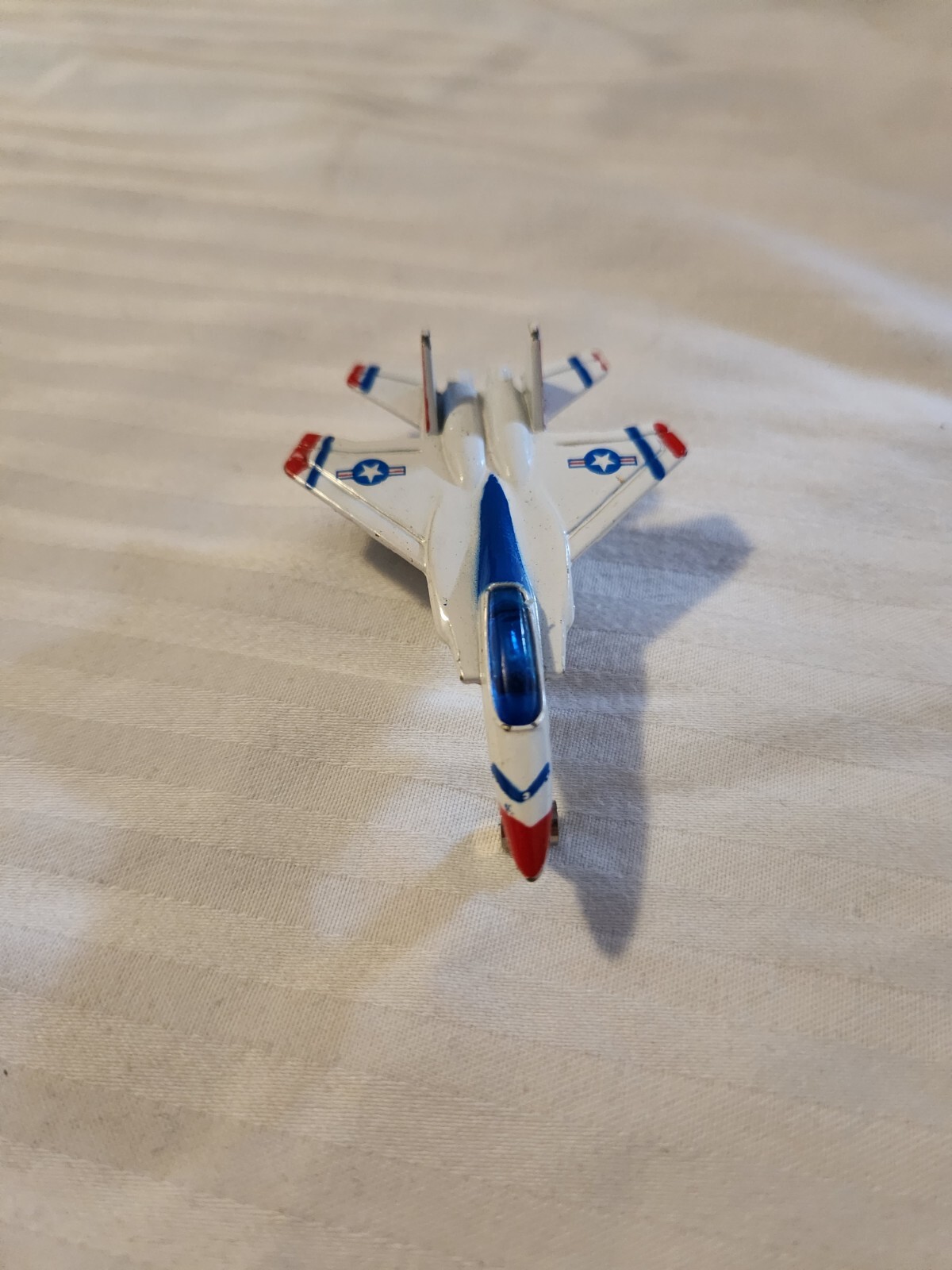 Diecast Fighter Jet Toy Red White Blue Military Plane Mini Model Collectible
