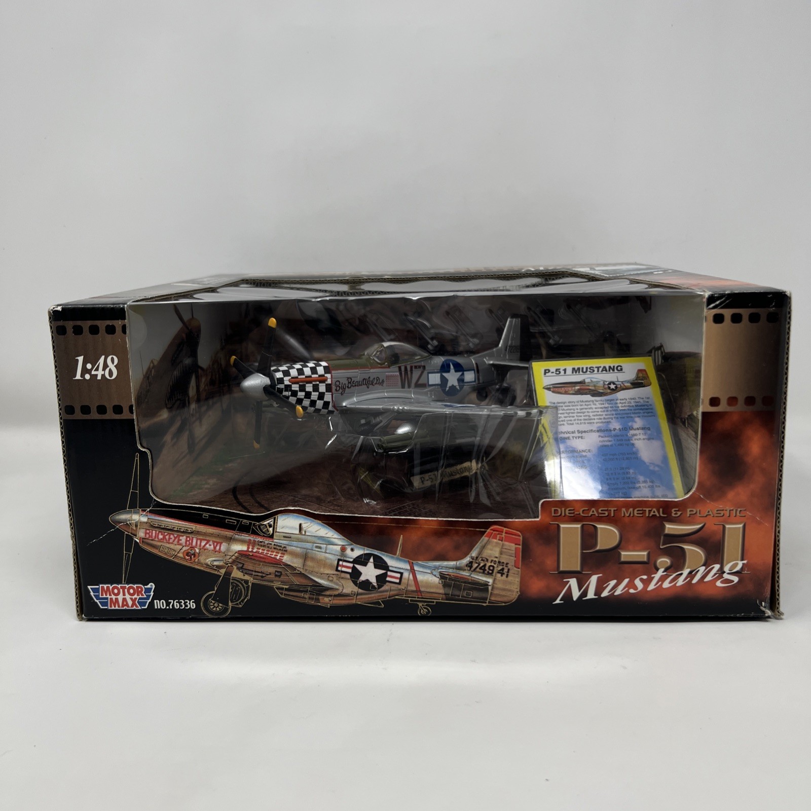 Motor Max Die-Cast Metal and Plastic P-51 Mustang AIRPLANE NEW 1:48 SCALE 76336