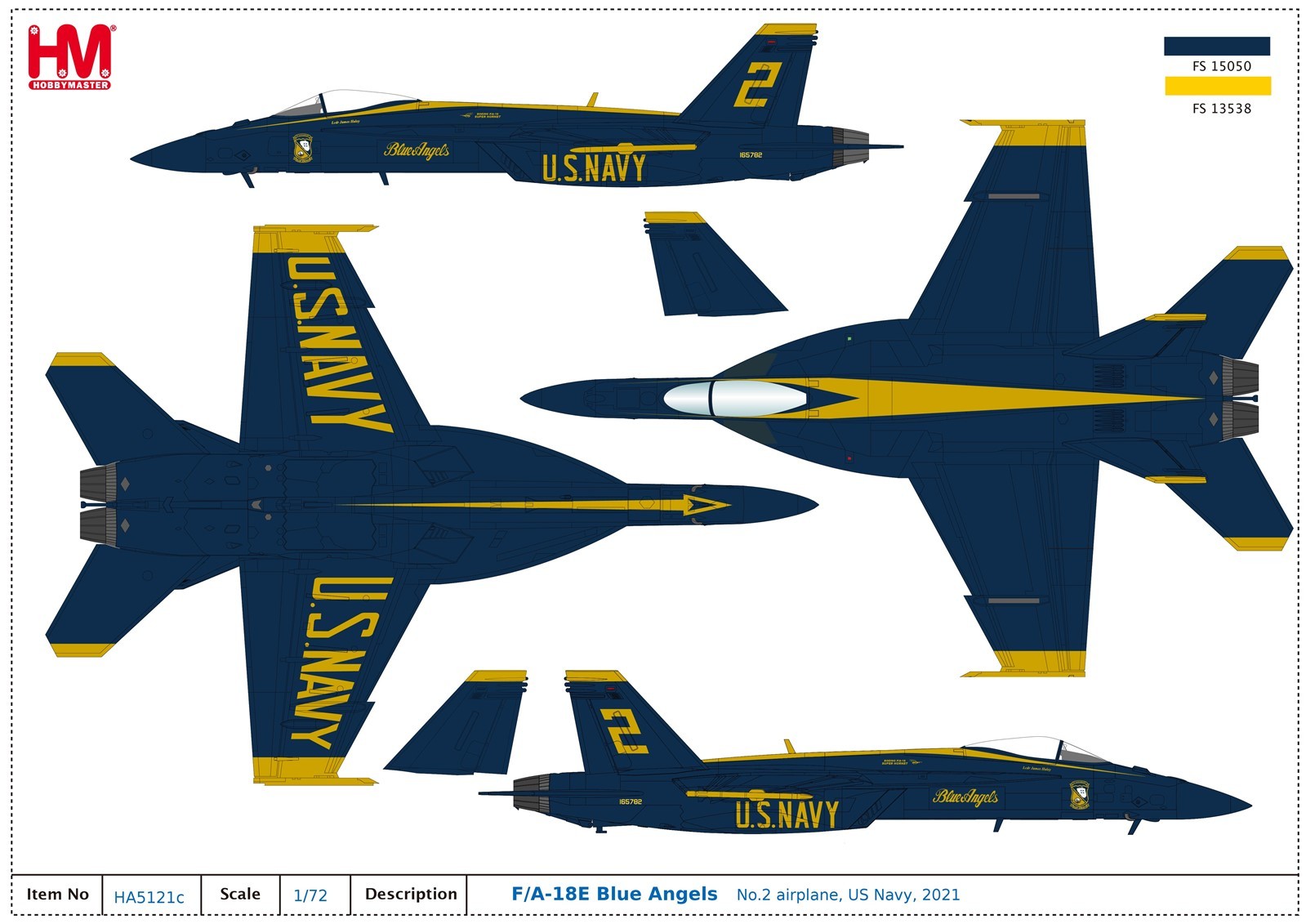 Hobby Master 1/72 F/A-18E Super Hornet USN Blue Angels #2, 2021 HA5121C