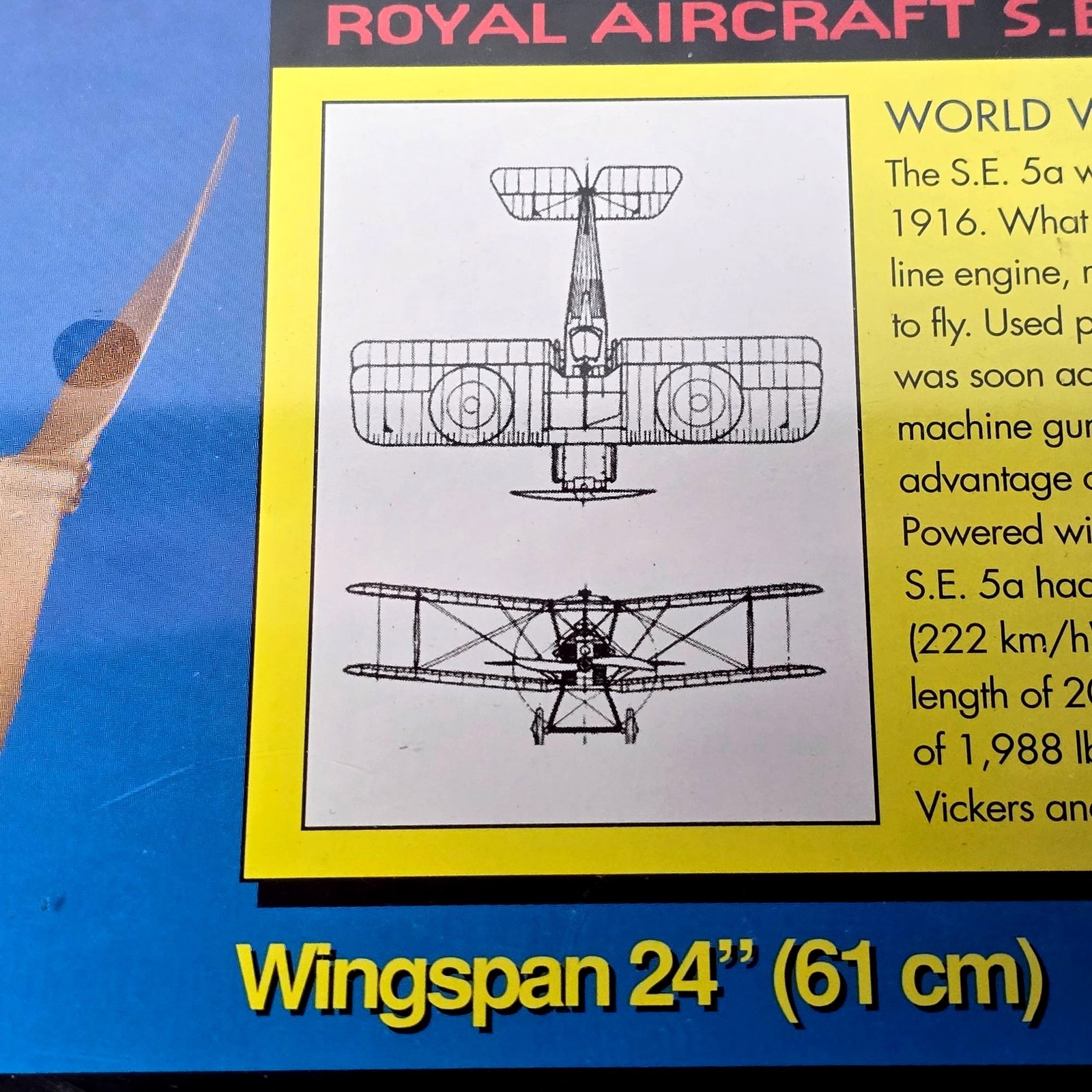 Royal Aircraft S.E. 5a Flying Model Sterling by Estes 1997 Balsa Wood Kit 6017