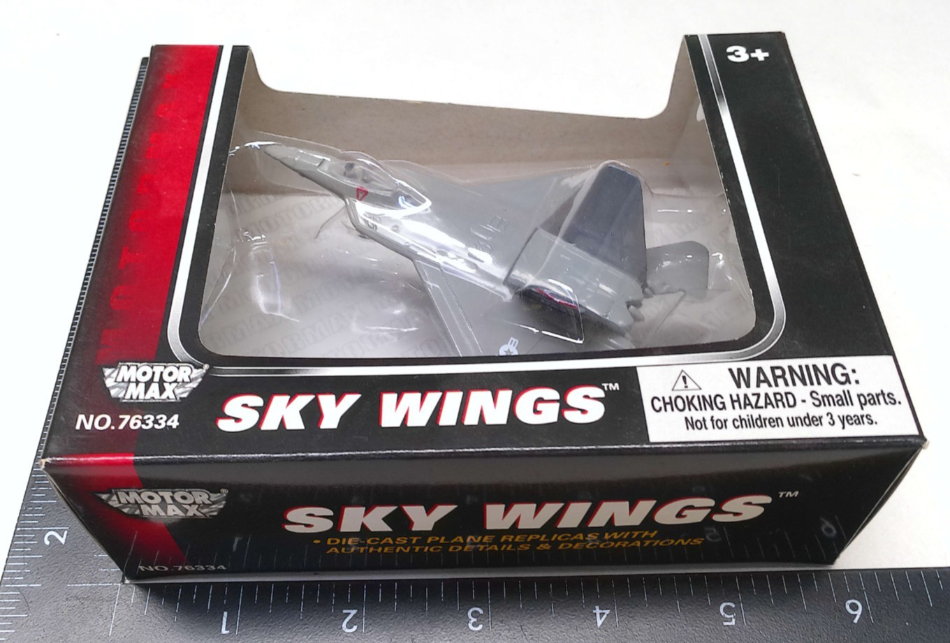 F-22 Raptor Jet Plane Diecast Motor Max Sky Wings Series 76334 NEW Old Stock