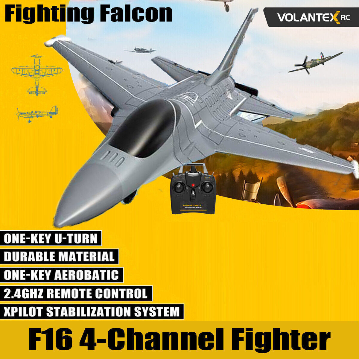 F16 4ch Rc Airplane 2.4G 6-Axis Falco Remote Control One-Key Aerobatic Fighter
