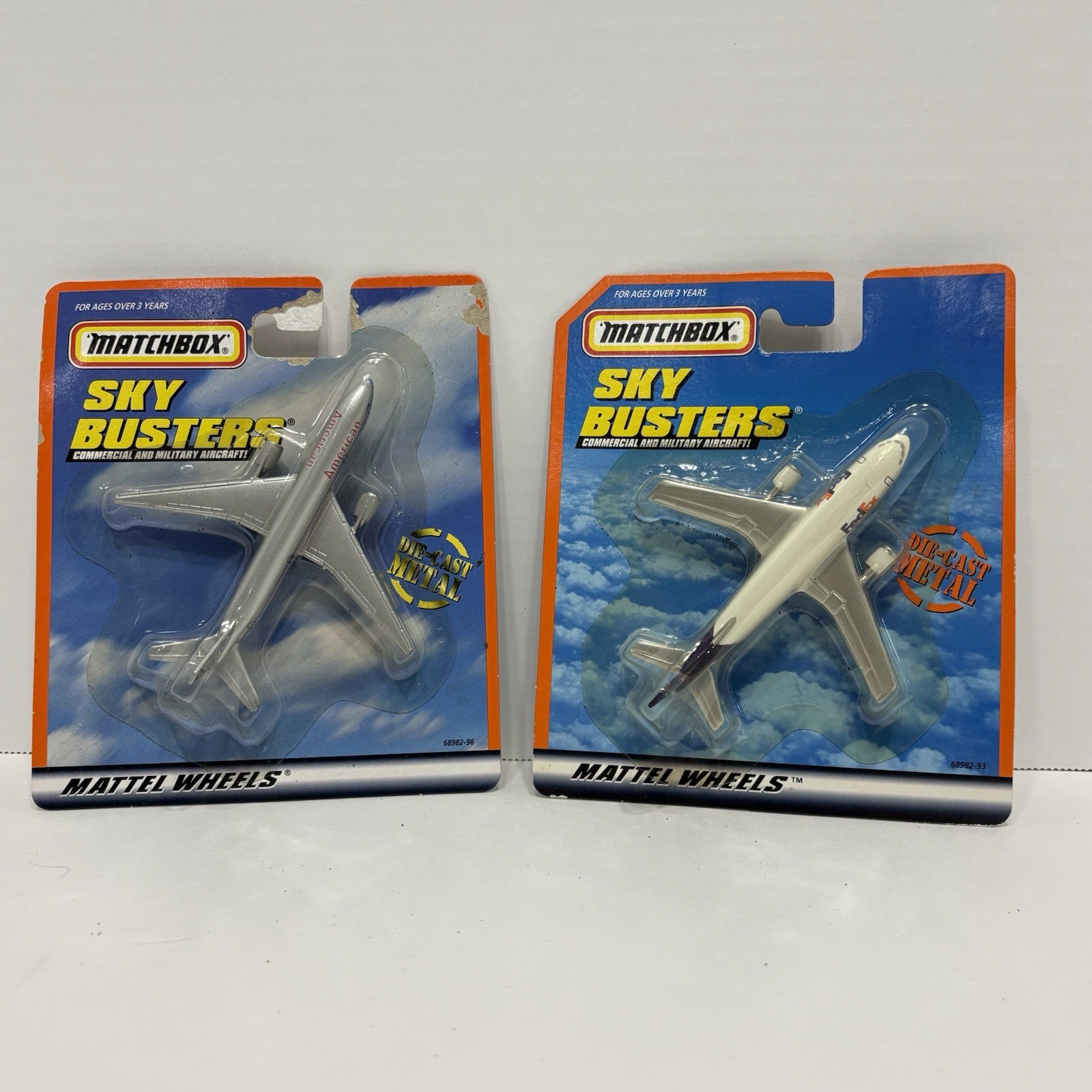 Lot of 2x Mattel Matchbox Sky Busters Aircraft: American Airlines, FedEx