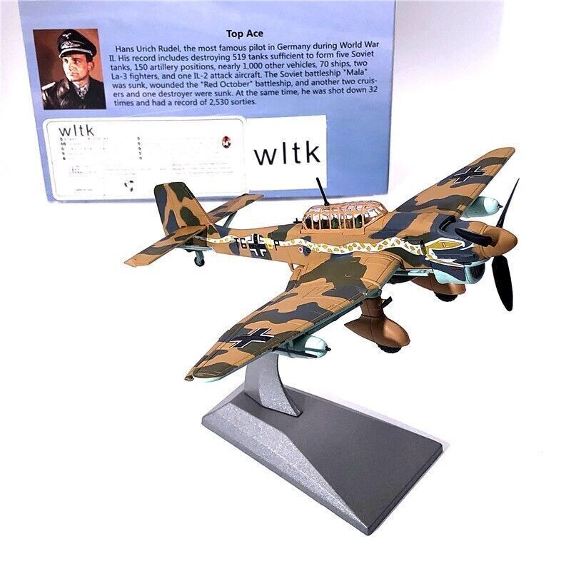 WLTK German Junkers Stuka Ju-87B Dive Bomber 1/72 Diecast Model Brown Ver. Gift