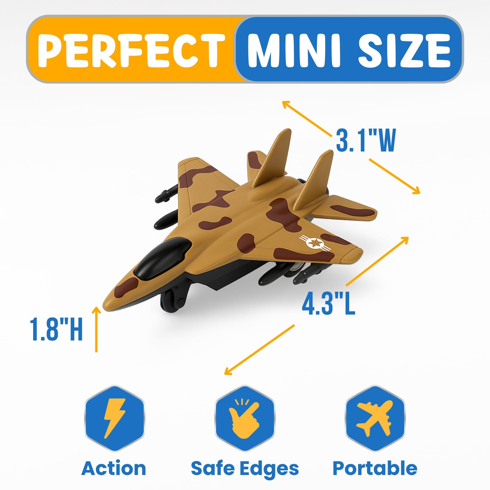 4 Pack: Diecast Fighter Jets Pullback Airplane Military Plane Toys Army Air