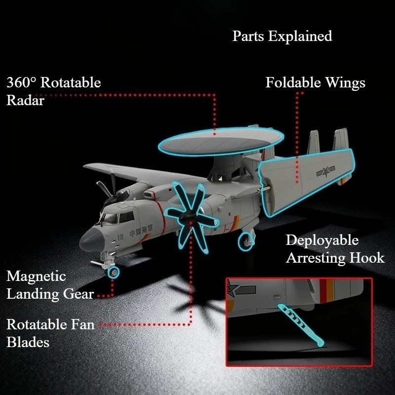 1:72 Aircraft Carrier Plane KJ-600 Airborne Early Warning Military Alloy Model