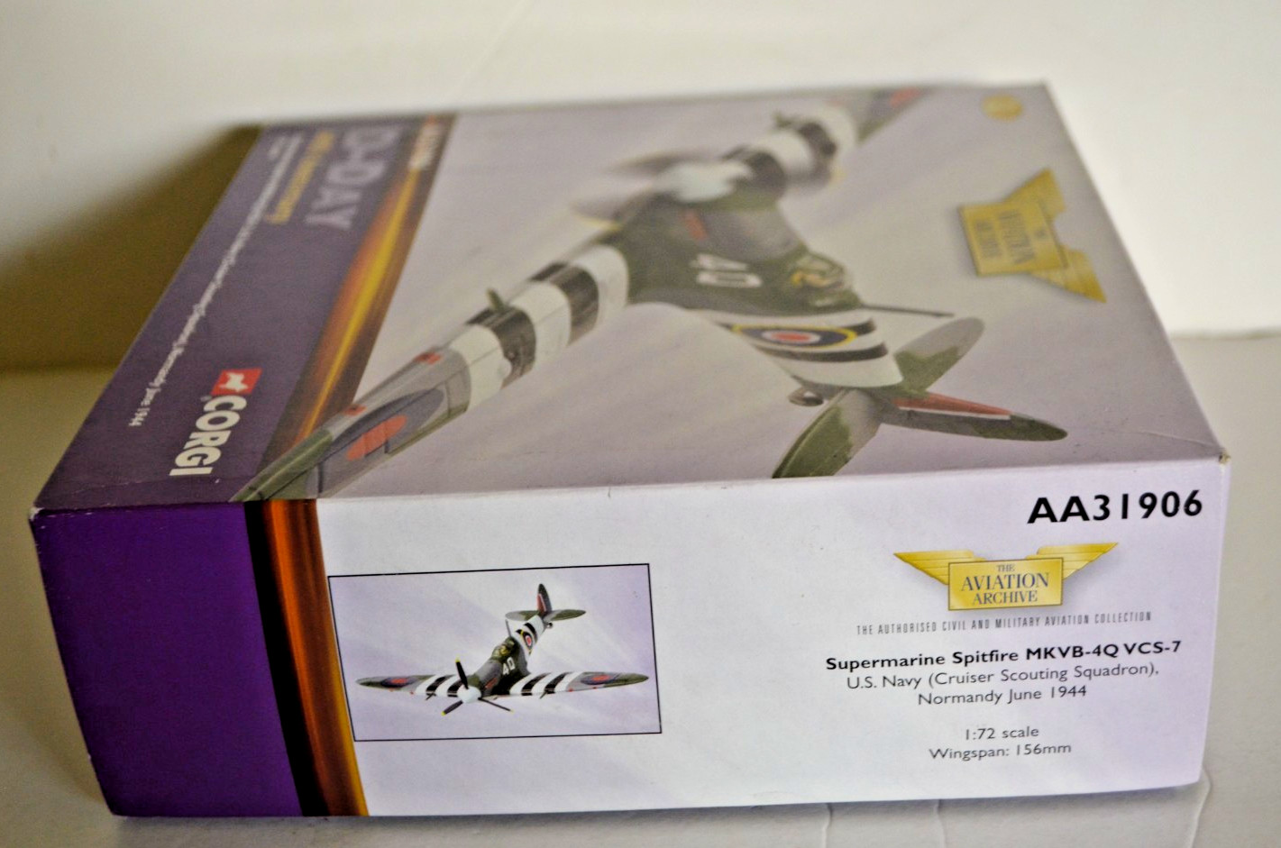 CORGI AA31906 SUPERMARINE SPITFIRE MKVB-4Q VCS-7 D-DAY 60TH NORMANDY 1944 1/72