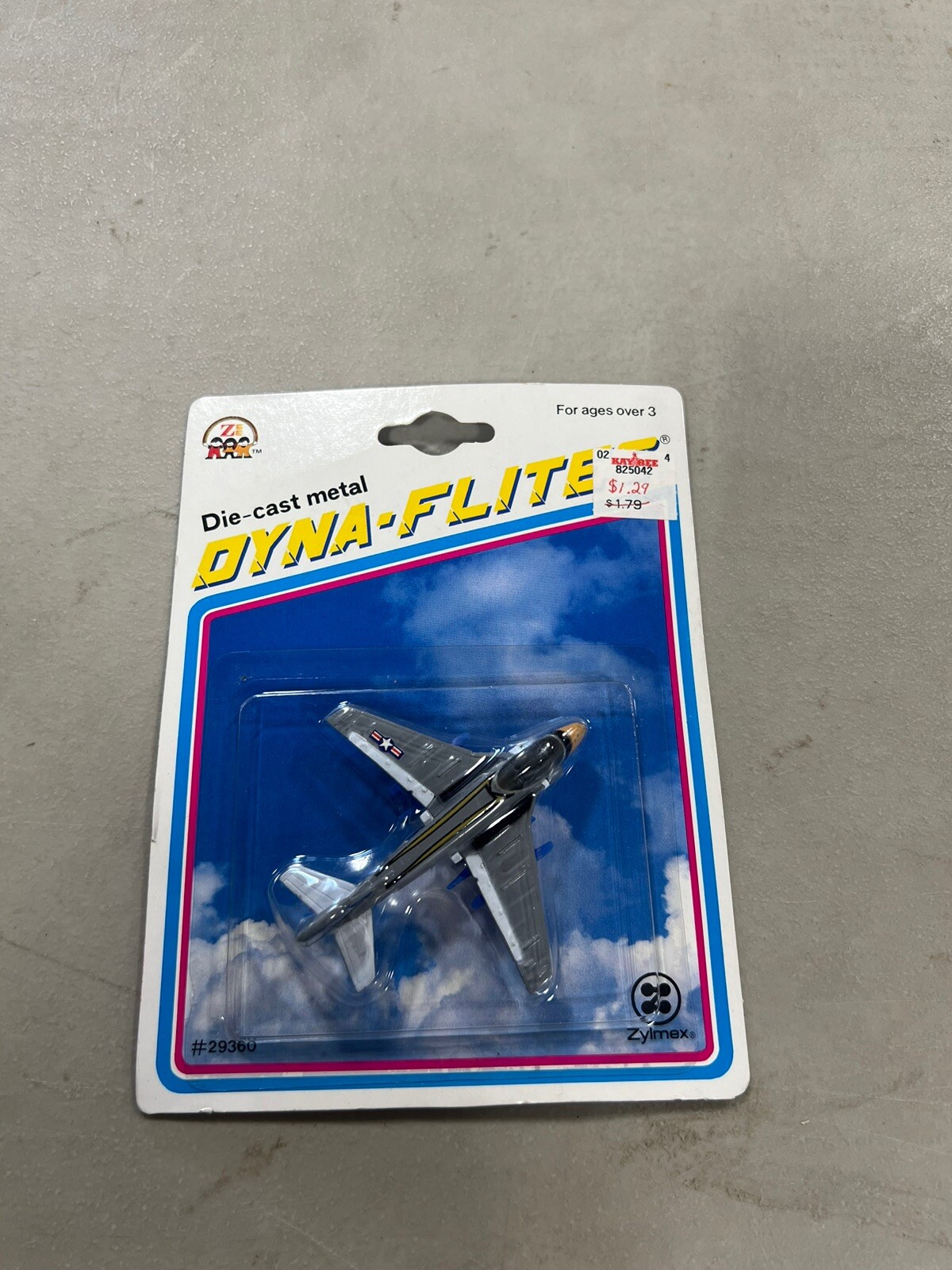 New Zylmex Dyna-Flites USAF Jet Diecast 3.25″ Long Gray 1993 Model #29360 D24