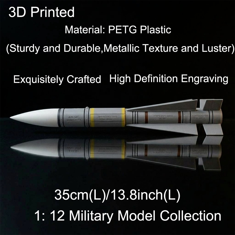 1:12 US Navy AIM-54 Phoenix Missile Model 35cm 3D Printed Military Collection