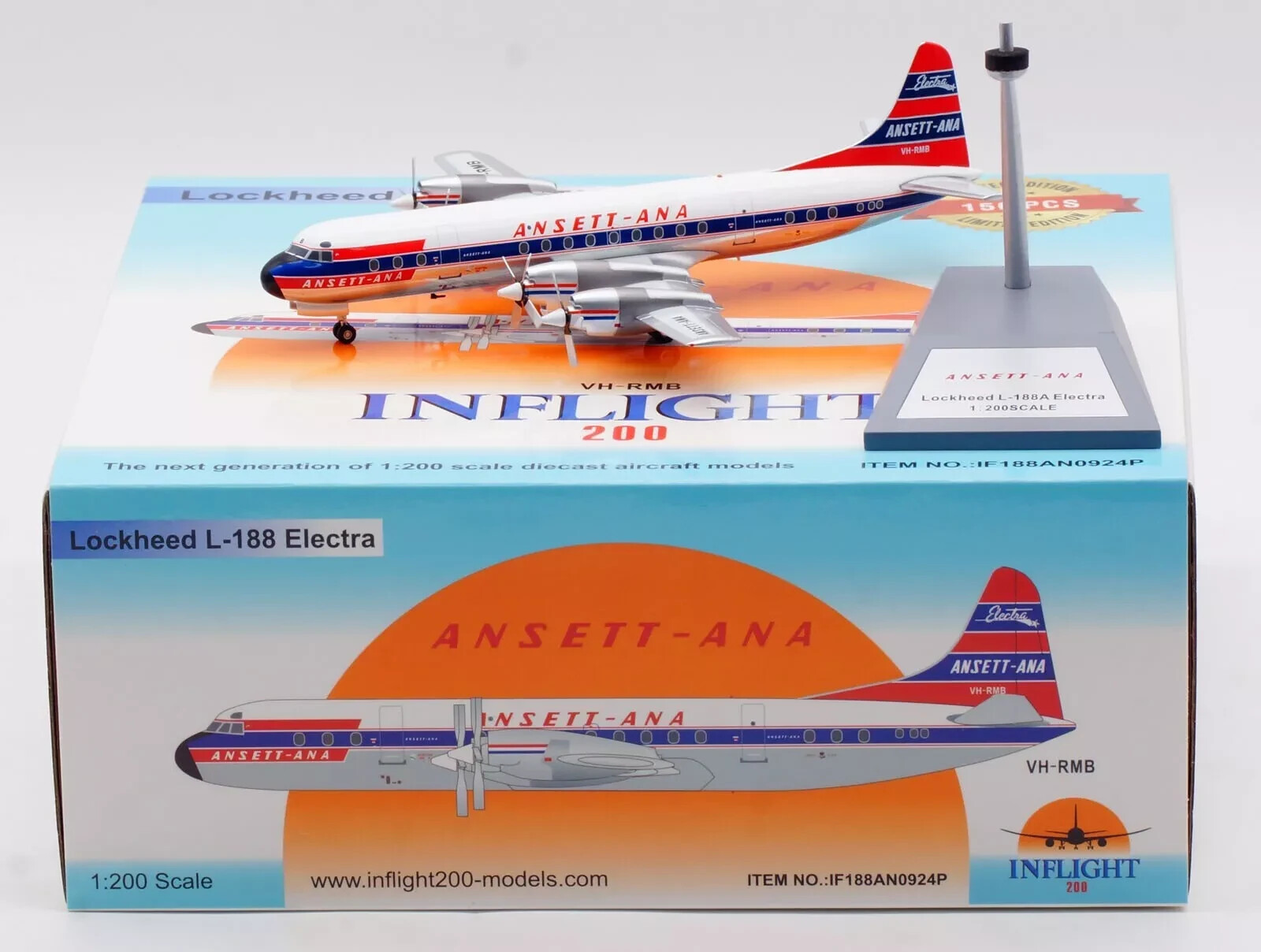 InFlight 200 1:200 Ansett – ANA Lockheed L-188A Electra VH-RMB Diecast Model
