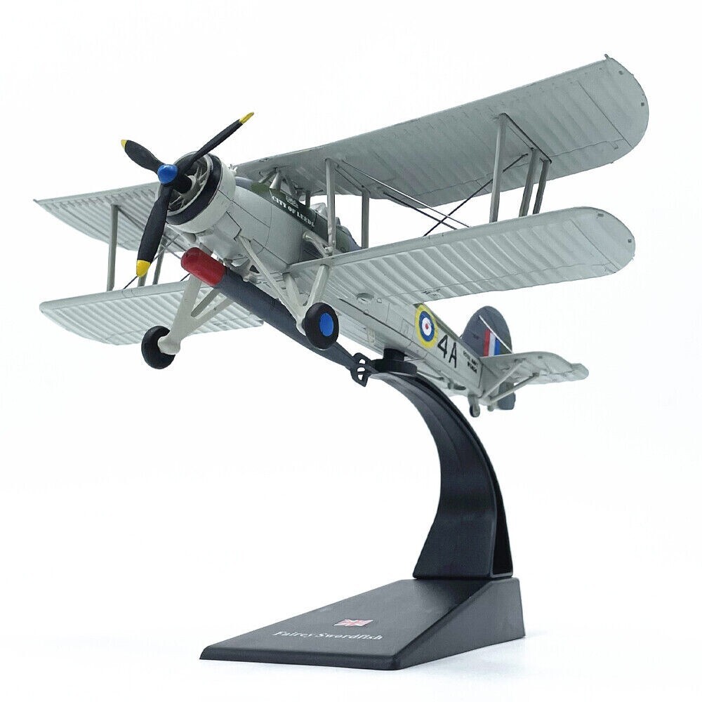 1:72 Diecast Royal Navy WW2 Swordfish Biplane Fighter Model Military Collection