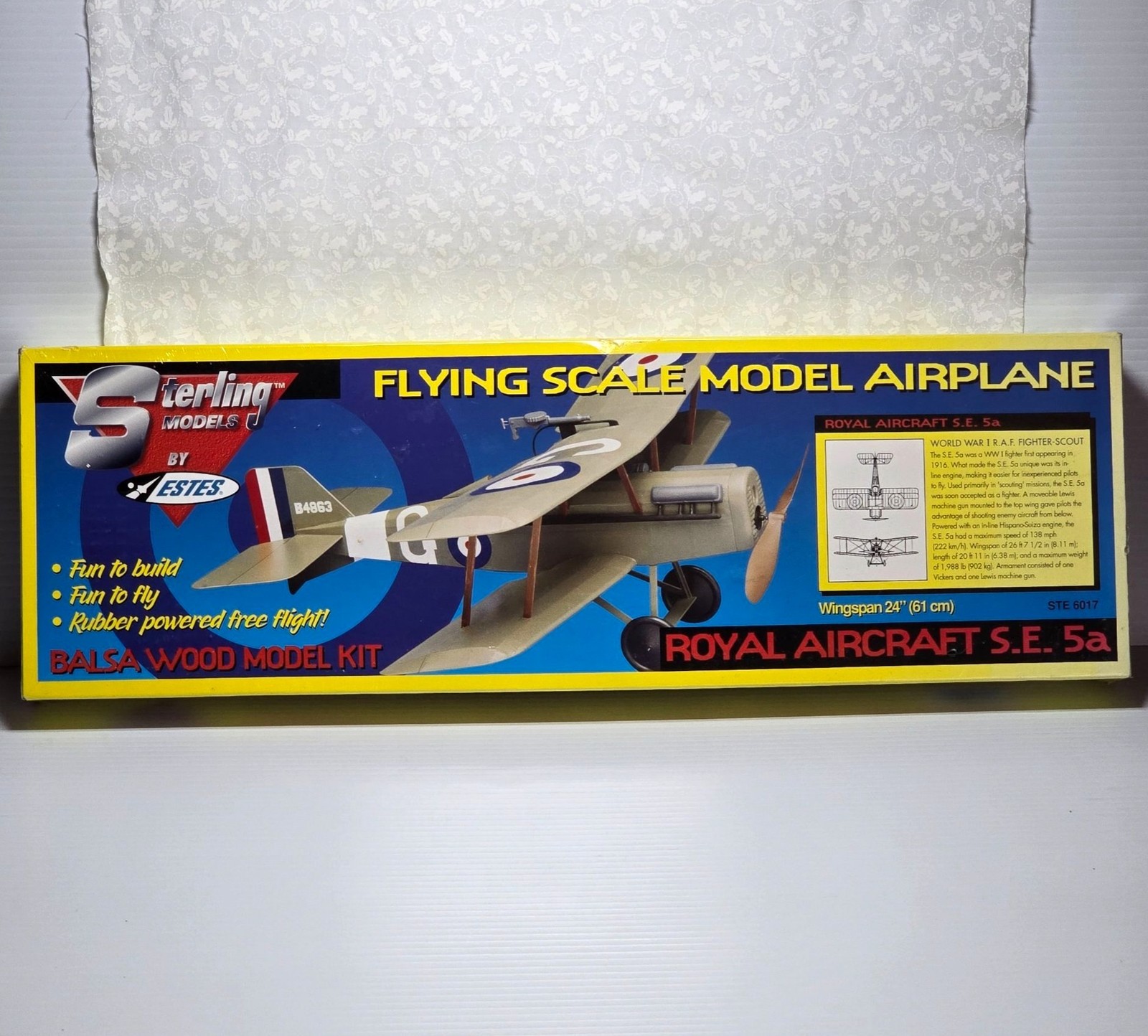Royal Aircraft S.E. 5a Flying Model Sterling by Estes 1997 Balsa Wood Kit 6017