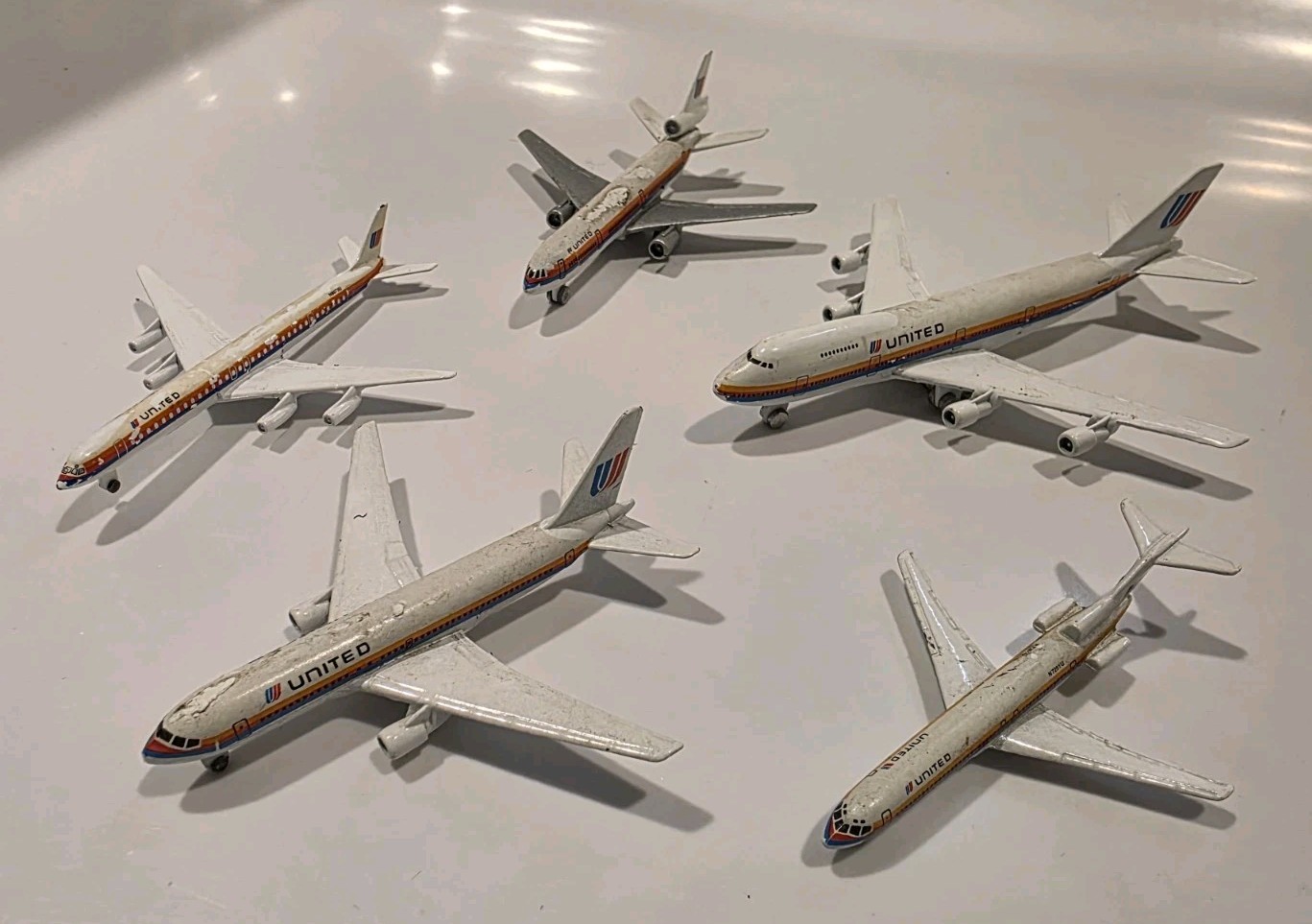 United Airlines Schabak Diecast Airplanes Lot Of 5 Loose DC-10 DC-8 747 767