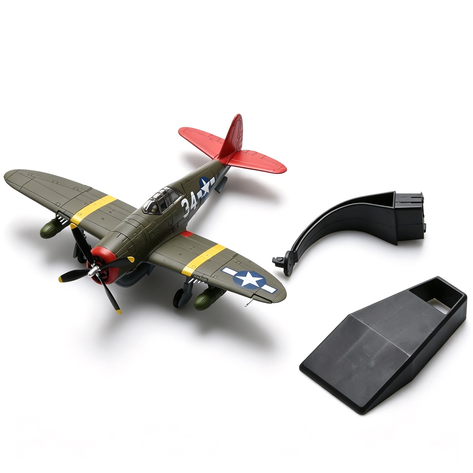 USAAF P-47D Thunderbolt Fighter Diecast Model 1/72 Olive Paint Red Nose Display