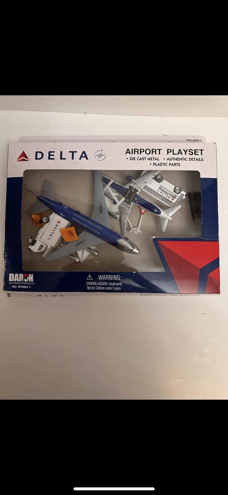 Delta Darion Airport Playset. Includes USAF Pull Back Air Force One Doors Open.