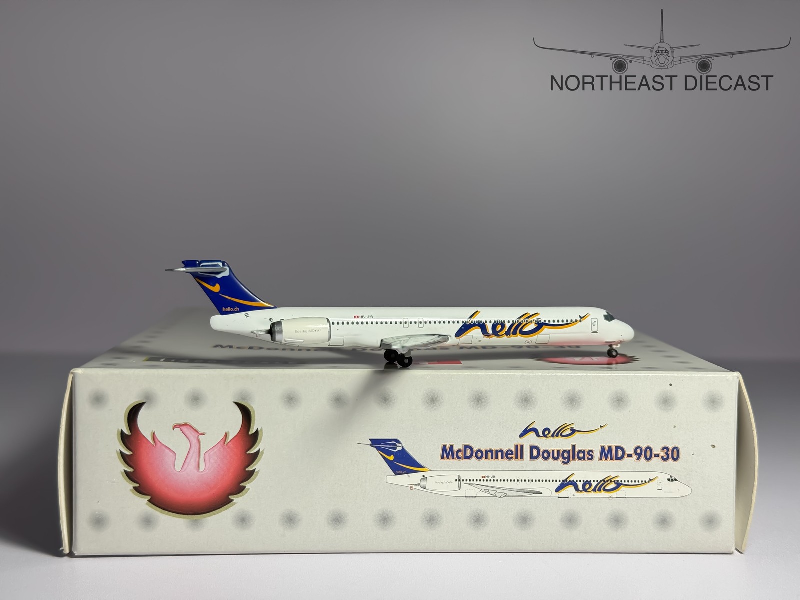 Hello McDonnell Douglas MD-90 1:400 Phoenix HB-JIB (PH4HLO095)