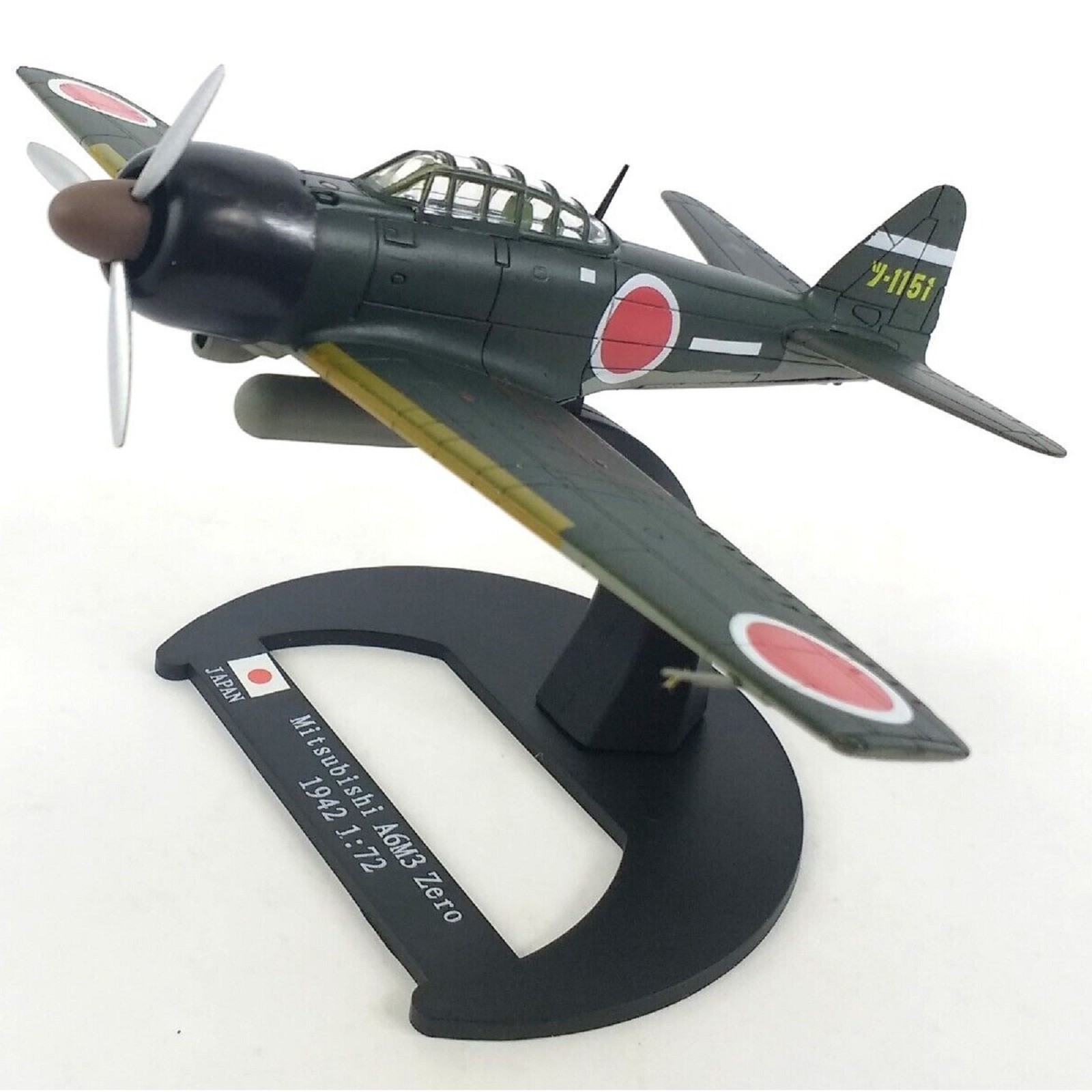 1/72 Scale WWII 1942 Japanese A6M3 Zero Fighter Alloy Aircraft Model with stand