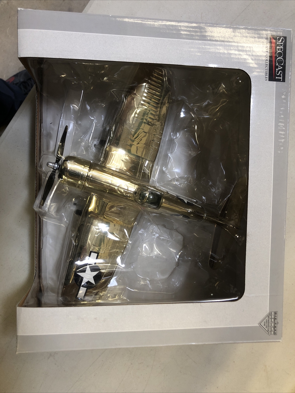 @ SpecCast F4U-1 Corsair Gold LTD Edition Airplane 47512 Die Cast Metal Bank New