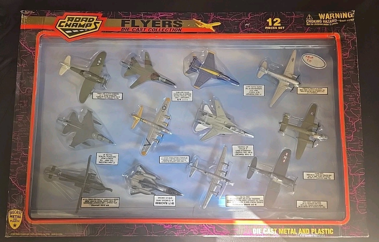 Road Champs Flyers die cast 62125 12 piece airplane set Original Box US Seller