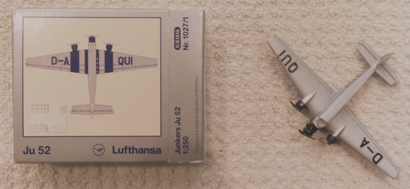 Schabak Junkers Ju 52 Lufthansa 1:250 Diecast Model Gray Black 1027/1